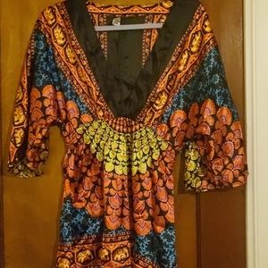 Elan blouse size medium orange multi print